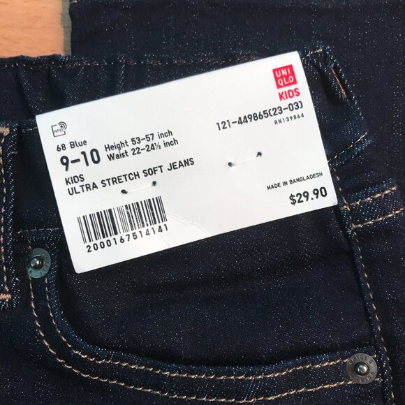 Uniqlo Kids Girls Ultra Stretch Soft Jeans Size 9-10 Slim Fit - Picture 5 of 9
